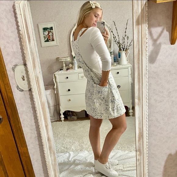 Acid Wash Floral Overall Dress- Size Small - Picture 8 of 10